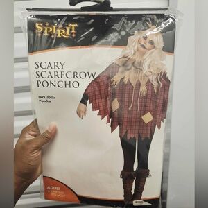 Adult One Size Fits Most Plaid Scarecrow Poncho Cornfield Farmer Crow Straw